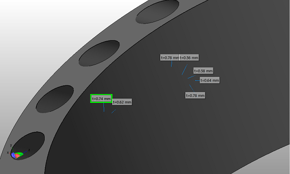 3D модель с обозначенными размерами
