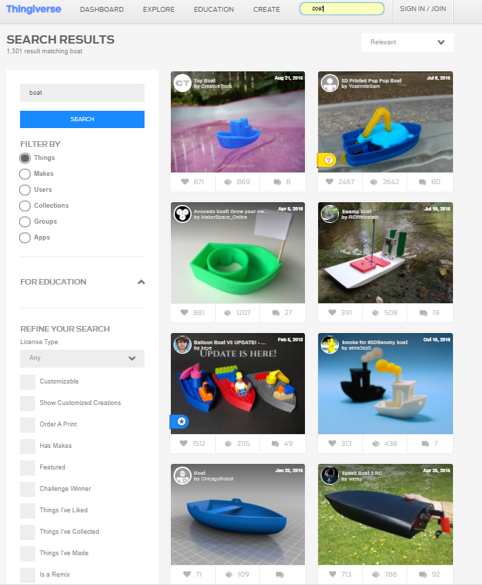 Готовые 3D модели для 3Д печати на Thingiverse