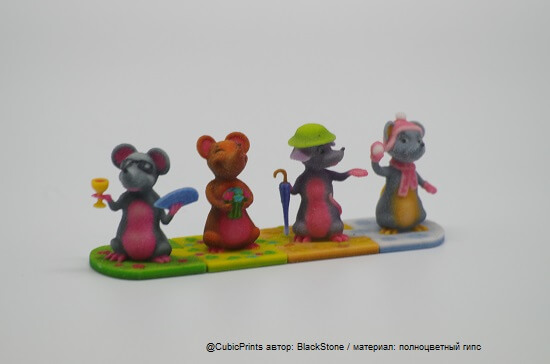 Пример цветной 3D-печати из гипса