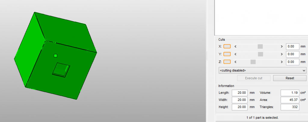 3D модель кубика с дыркой